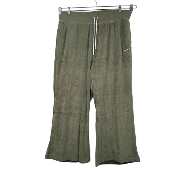 Nike Velour high rise Wide Leg Trousers in Olive Y2K 90s sz 2XL - Picture 2 of 14